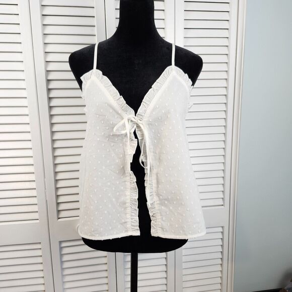 NWT Colsie Tie Front Cami White Eyelet Small - Picture 1 of 9